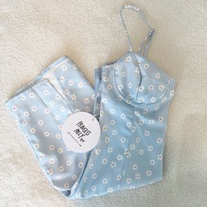 PRINCESS POLLY Fleurette Mini Dress US 2 - Pale Blue